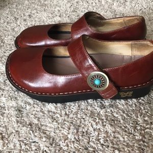 Alegria Brown with Turquoise Detail Mary Janes